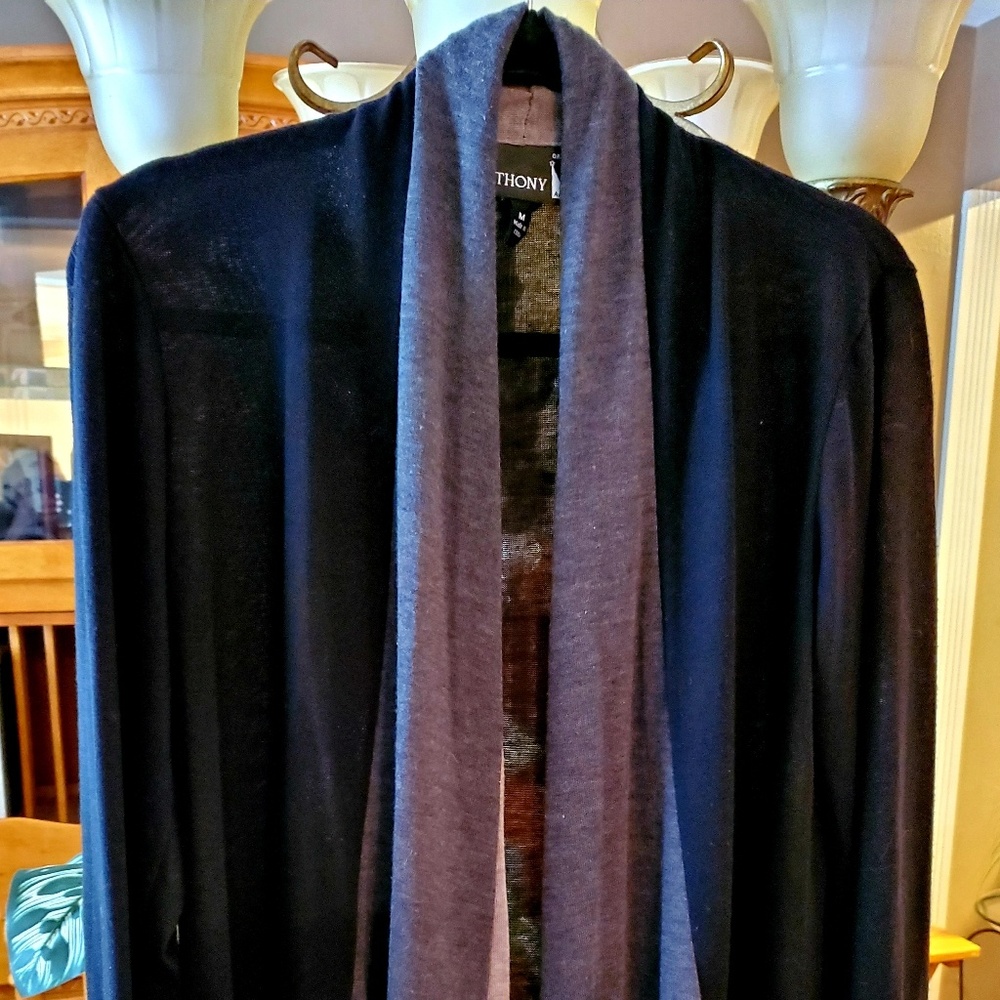 High low black sweater scarf.